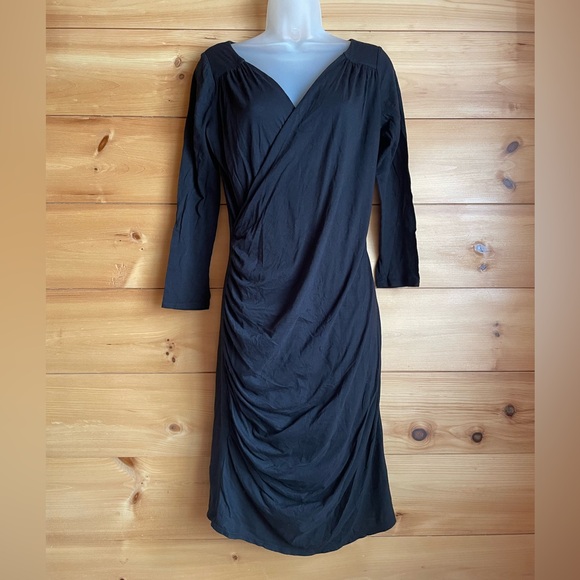 Velvet by Graham and Spencer black side ruched cotton dress - Picture 1 of 4